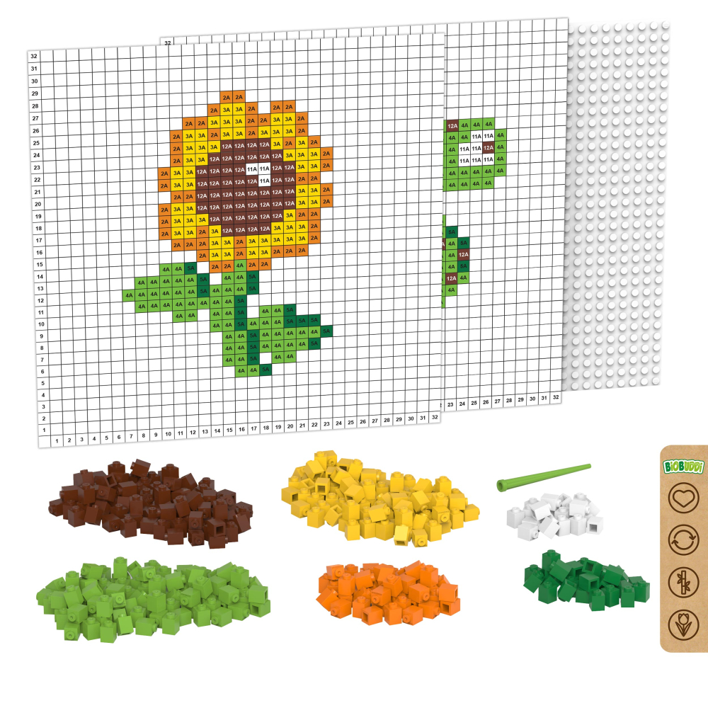 Pixelový kvet a korytnaèka: BiOBUDDi stavebnica, 402 malých dielikov
