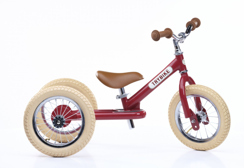 Trojkolka/ odrážadlo Trybike Steel II vintage červená-hliníkové kolesá