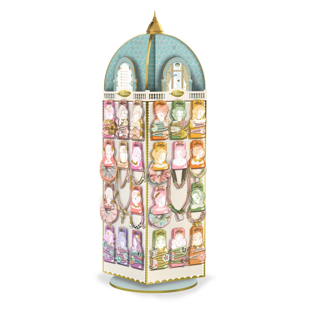 ENG: Plume jewelry and hair accessory display ENG: Plume jewelry and hair accessory display