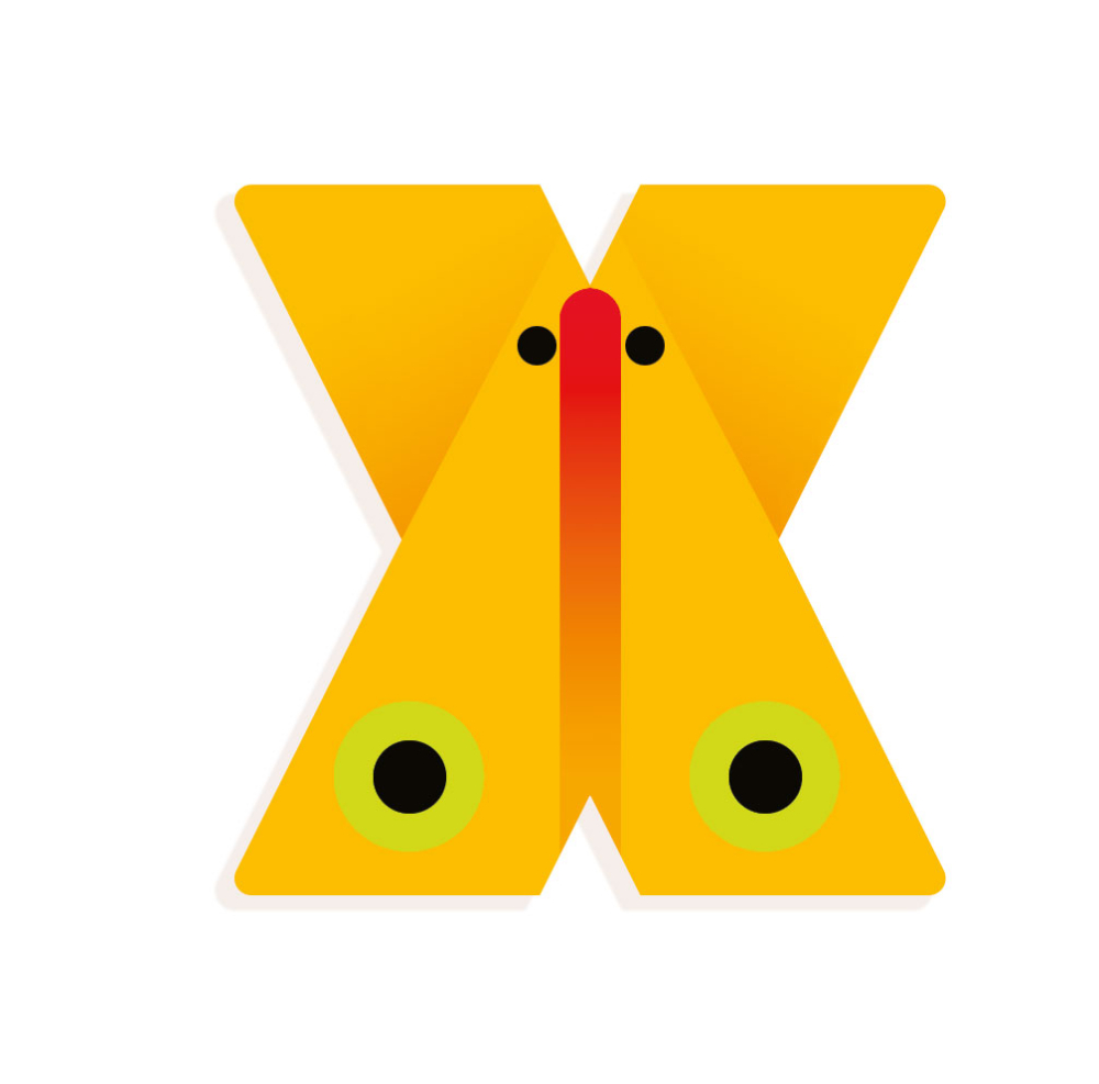 X: drevené písmeno grafické zvieratko