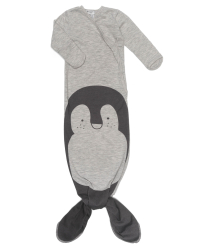 Overal pyžamový, ORGANIC, veľ.62-68, motív tučniak, šedý