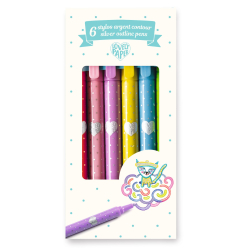 ENG:LOVELY  PAPER 6 silver outline pens