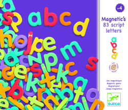 Drevené magnetky: Písmená 83 ks, malá tlačená abeceda