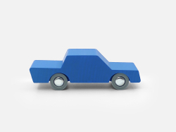 Modré drevené autíčko "Tam a späť"