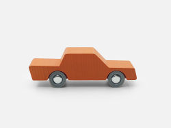 Oranžové drevené autíčko "Tam a späť"